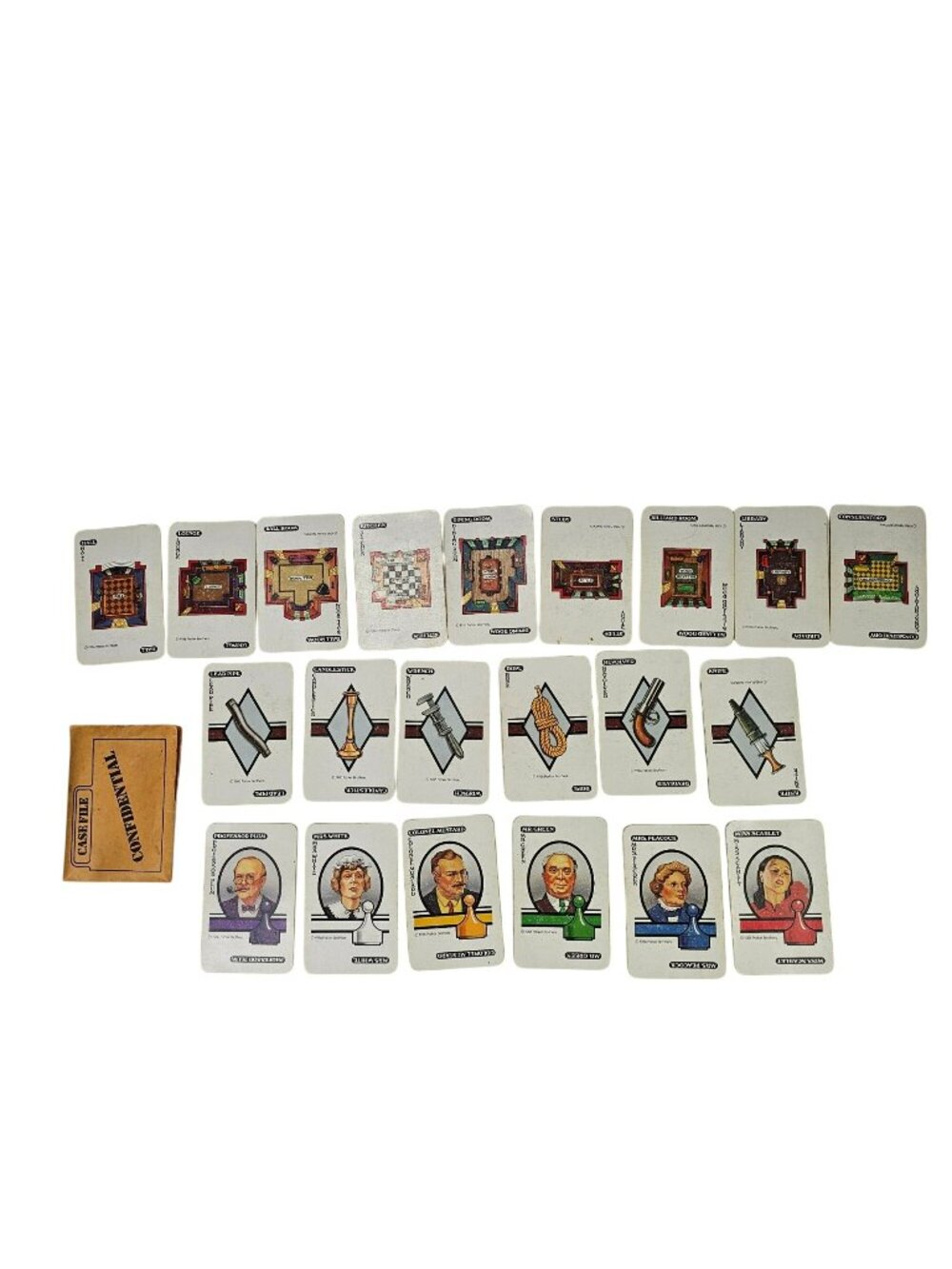 Clue 1986 Complete Set of 21 Replacement Cards With Case File